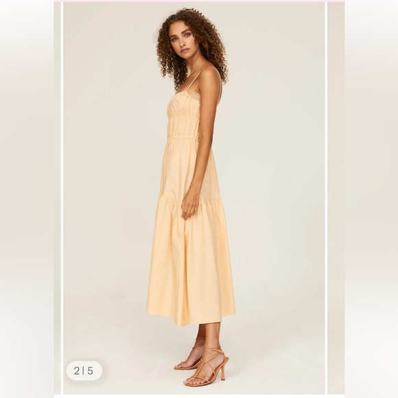 Vince ruched tiered midi dress in peach sz XL - Picture 9 of 12